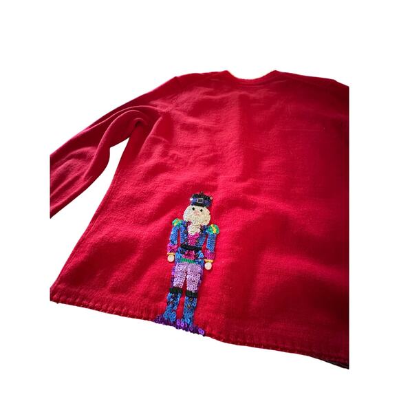 RARE Vintage Michael Simon Women's Red Nutcracker Cardigan Sweater Size Small - Picture 8 of 13
